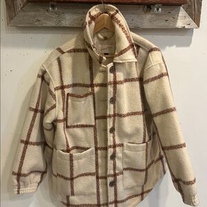 Universal Thread Cream and Brown Plaid Jacket